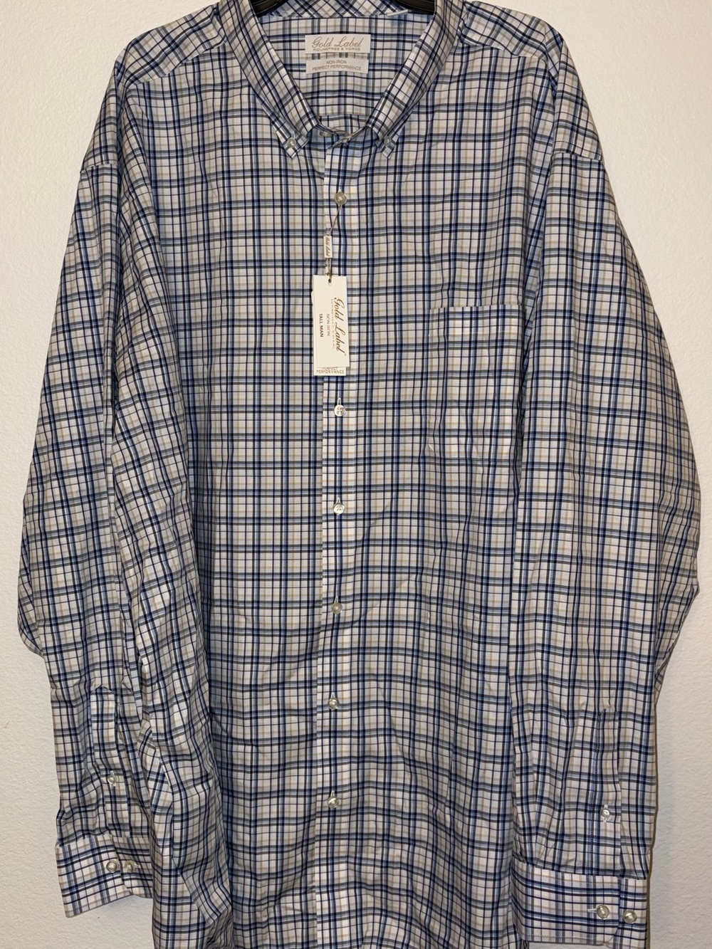 NWT Roundtree & Yorke Gold Label Long Sleeve Plaid Shirt 4XT